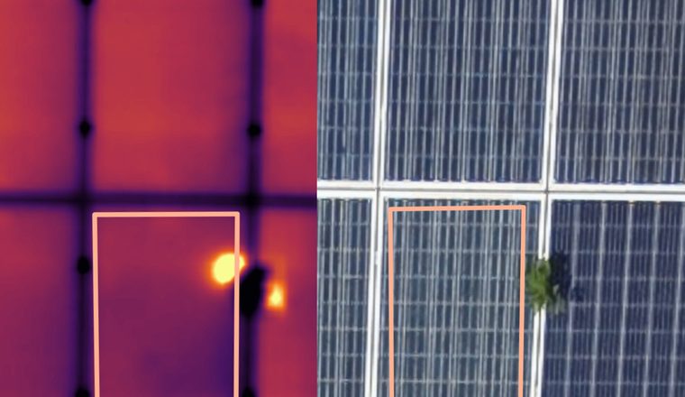 Thermografie Verschmutzung Verschattung PV-Modul im Infrarotbild