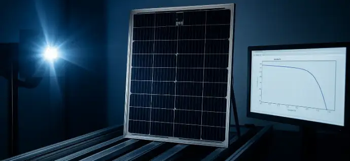 Flashtest-Messaufbau zur Leistungsprüfung von PV-Modulen